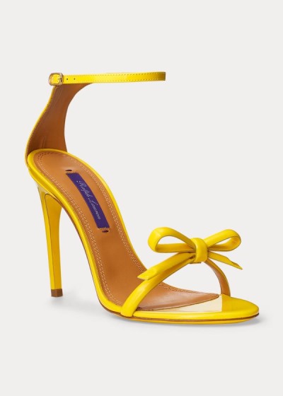 Sandalias Ralph Lauren Mujer Amarillos - Jennefer Bow Patent - UCWXP4809